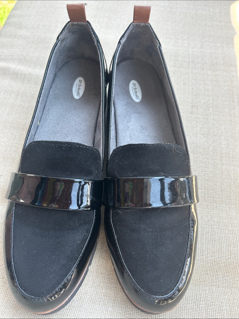 Dr. Scholl's Black Patent and Suede Women's Loafers